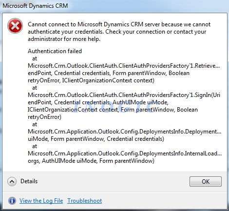 Microsoft Dynamics CRM Error