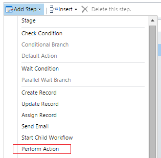perform action in crm