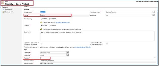 Field Quantity of the Quote Product in Destination CRM