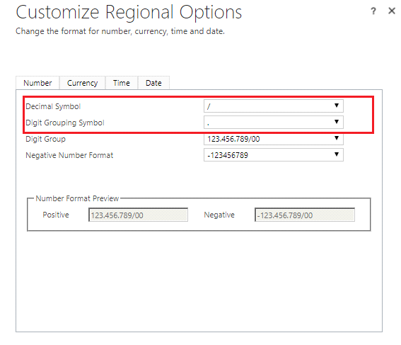 Reading ‘Set Personal Options’ user settings and applying it on Number and Currency Datatype Fields