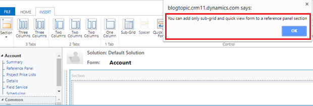 Reference Panel Section in Dynamics 365 V9.0