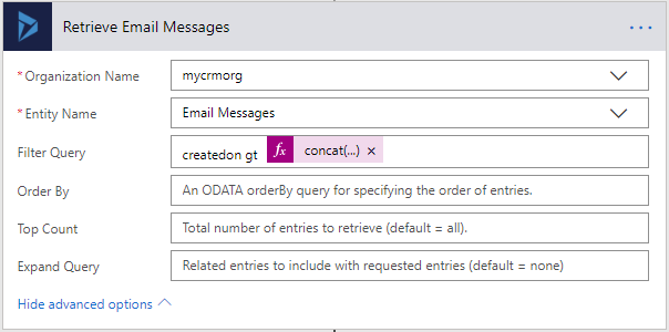 Recurring Microsoft Flow for moving Email Attachment from Dynamics 365 to SharePoint