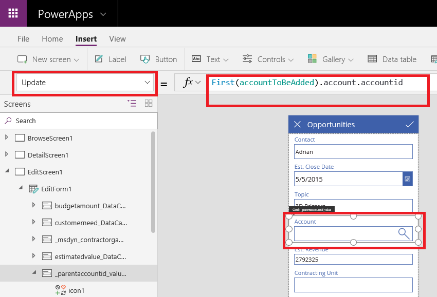 Working on Lookup Field of Dynamics 365 in PowerApps