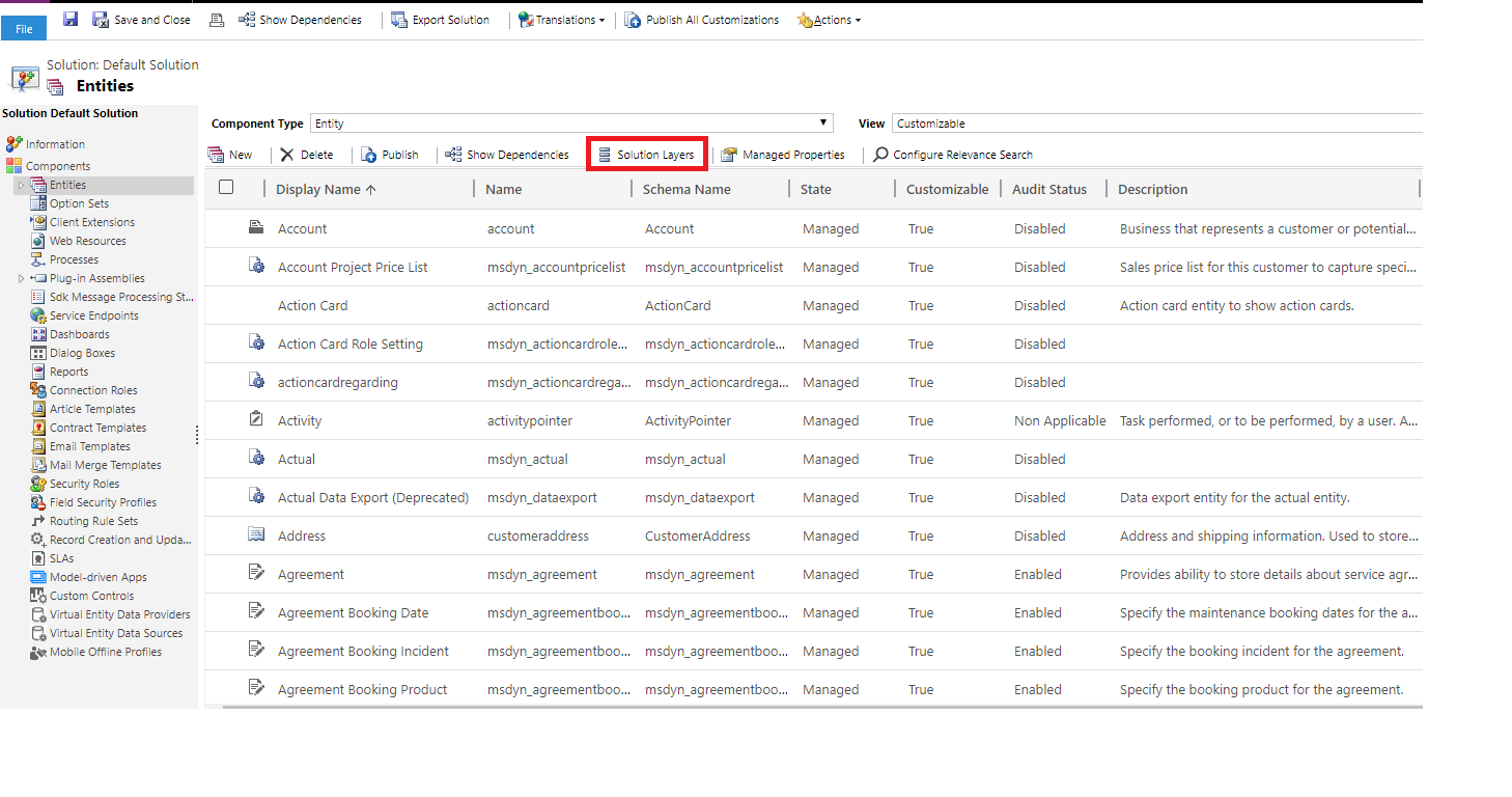 Solution Layers in Dynamics 365 CRM