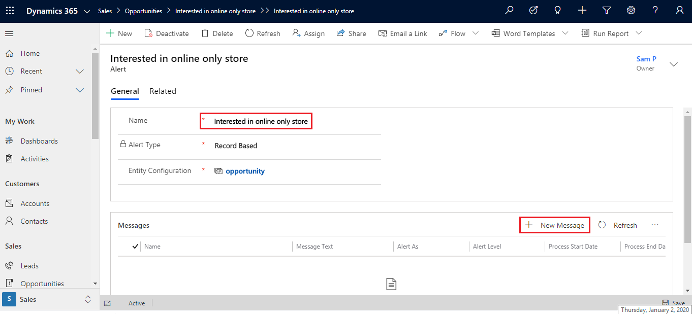 How to create Alerts or Reminders for Individual Records in Dynamics 365 CRM