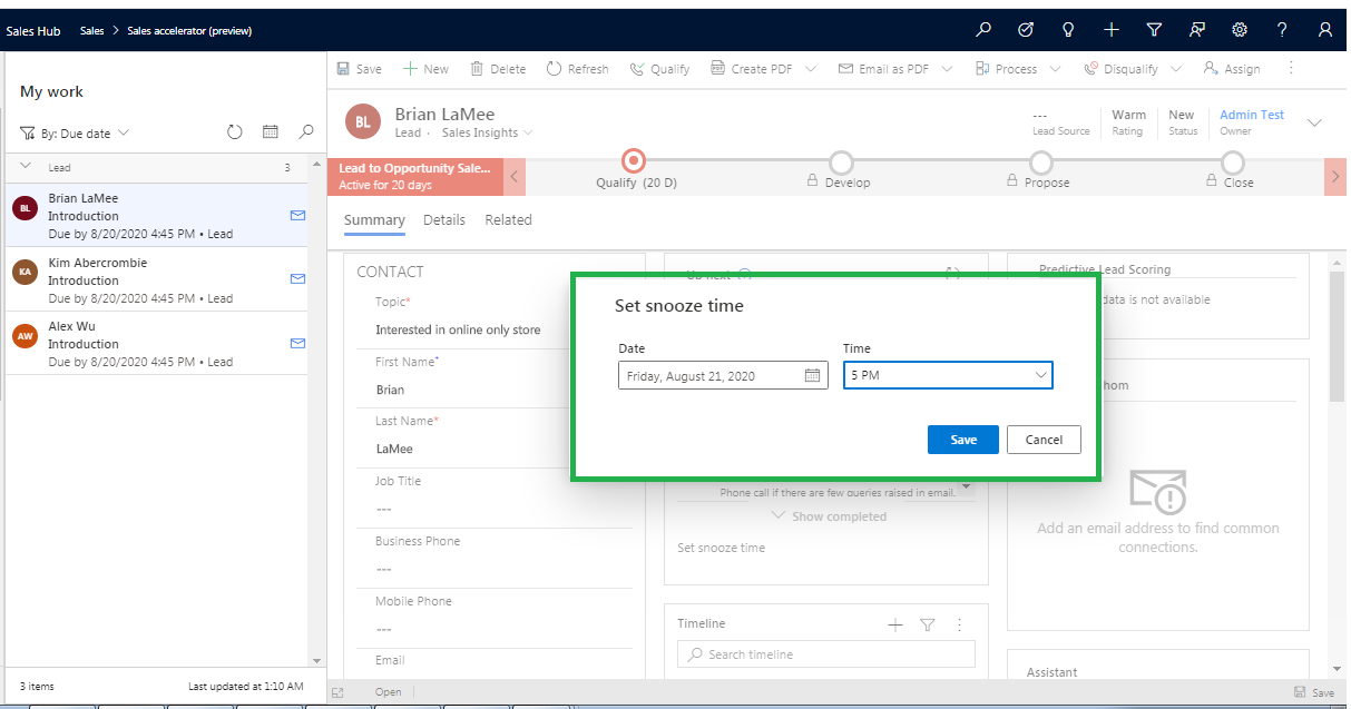 Sales Accelerator (Preview) feature in Dynamics 365 CE