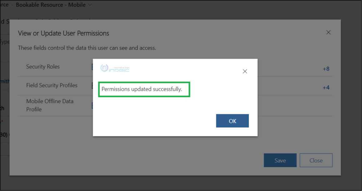 View or Update User Permissions/Roles from Bookable Resource