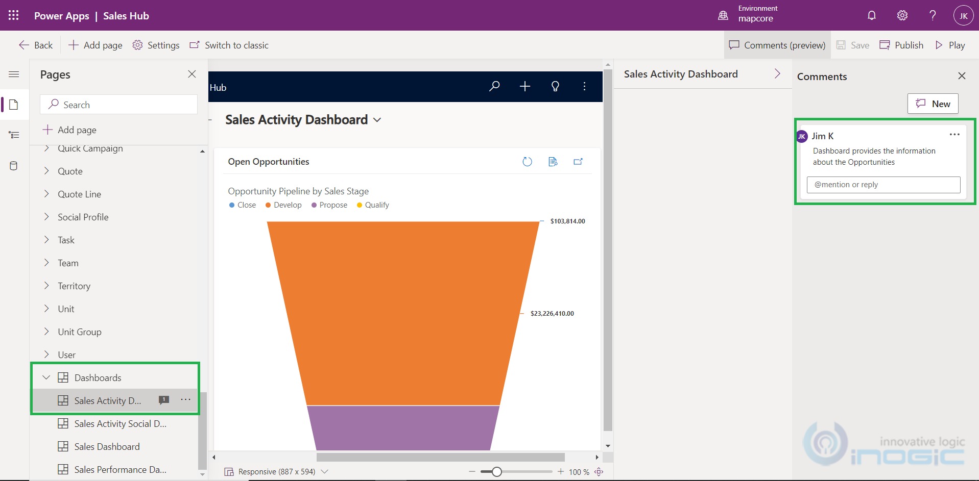 Form and Dashboard in PowerApps