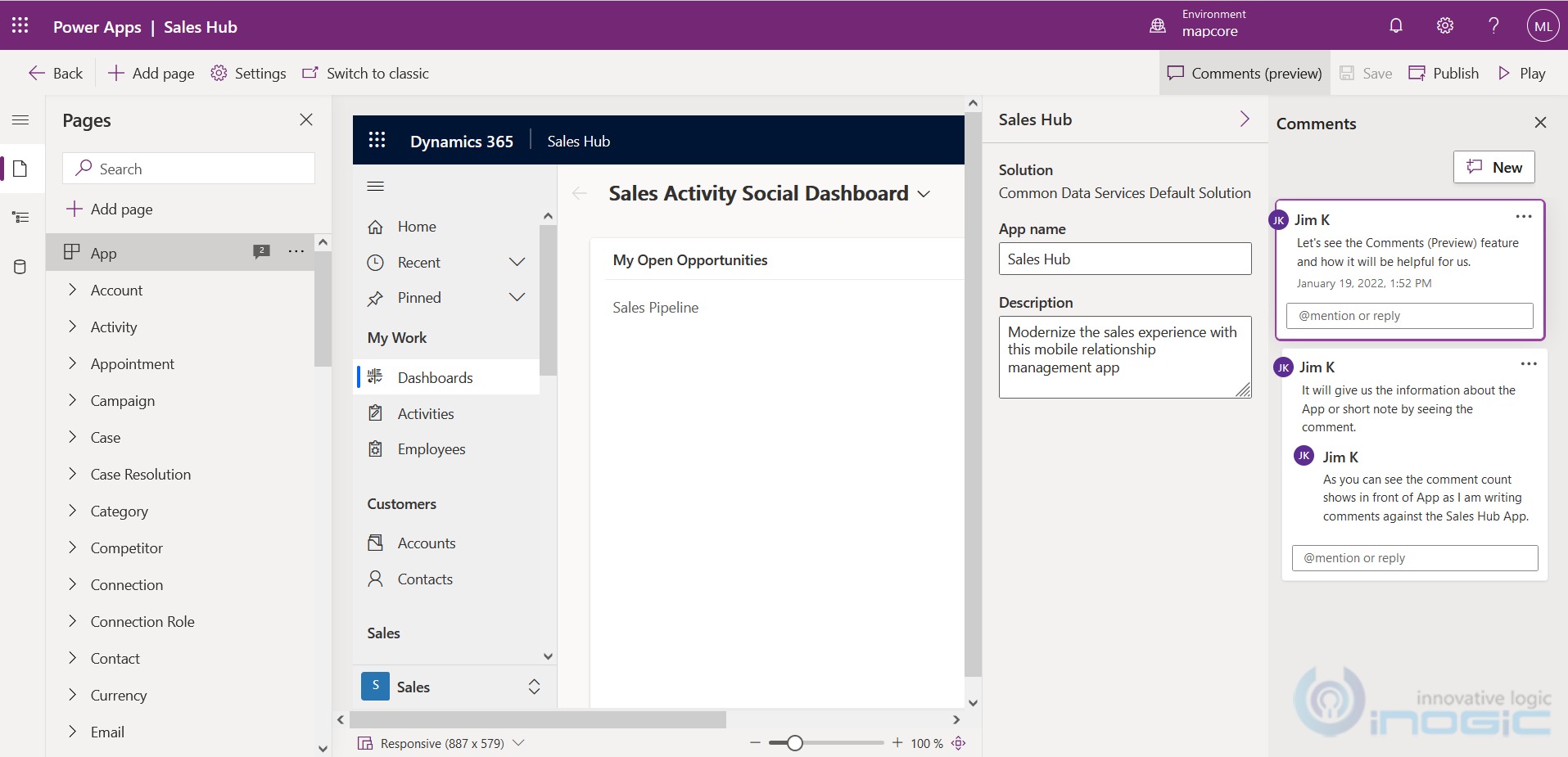 Form and Dashboard in PowerApps