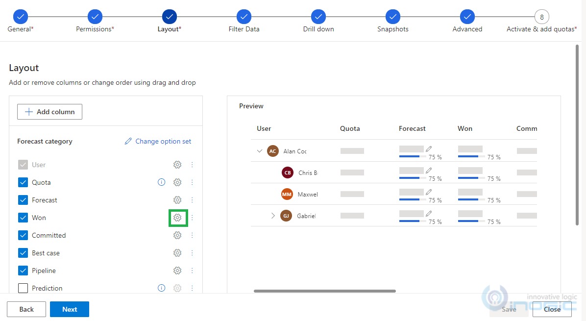 Enhanced Trend and Flow Chart in Sales Forecasting within Dynamics 365 CRM