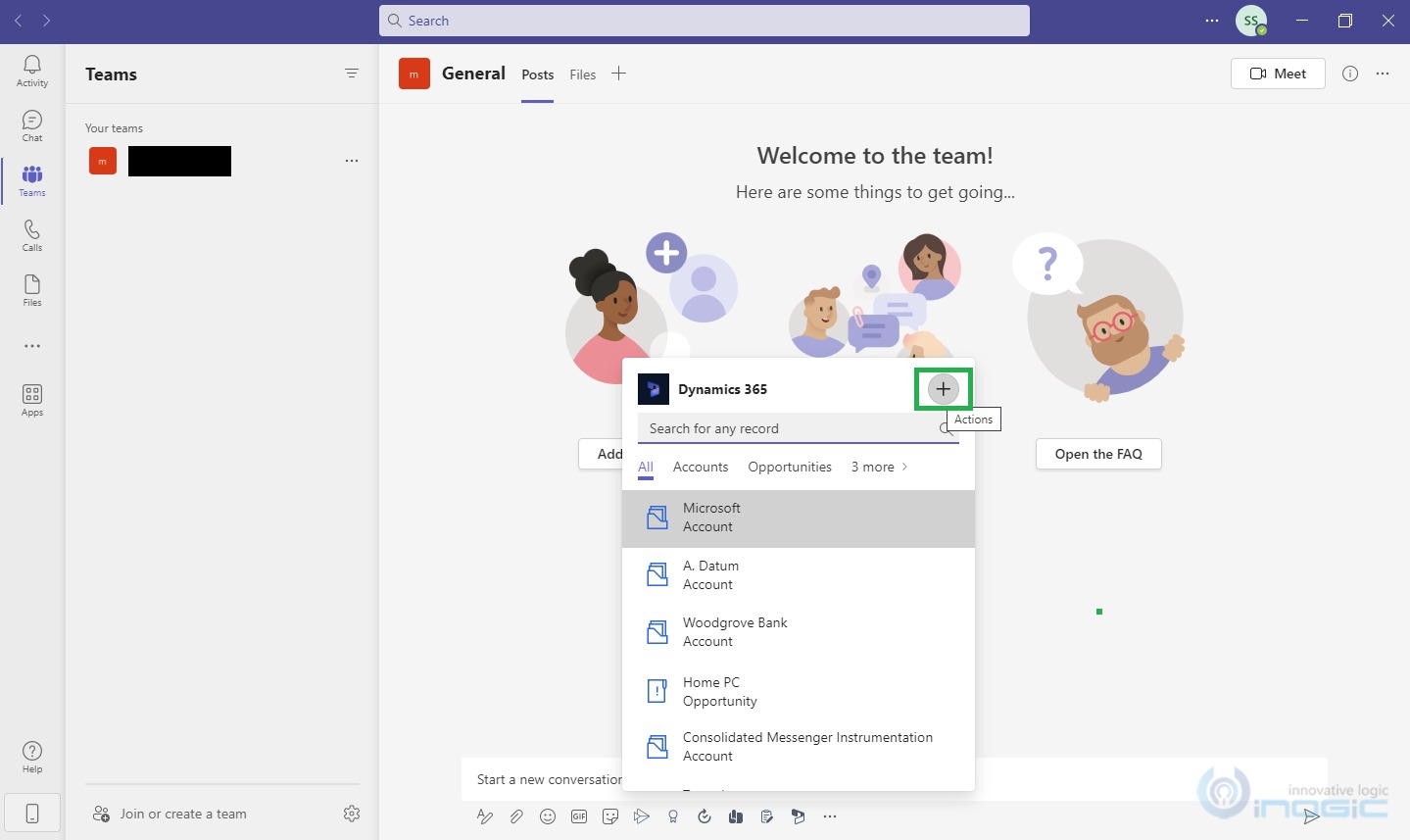 Sharing of Dynamics Records through search in Microsoft Teams