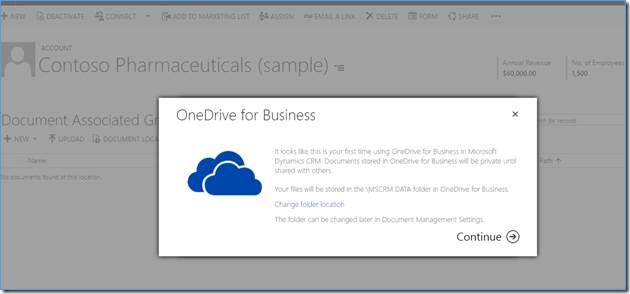 onedrive in crm 2016