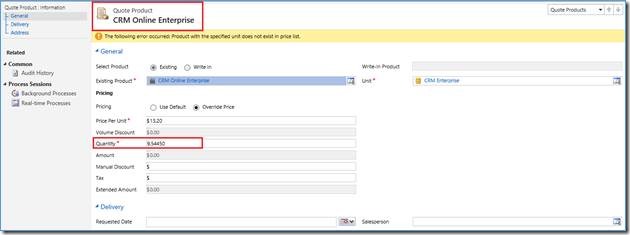 Quote Product in Destination CRM