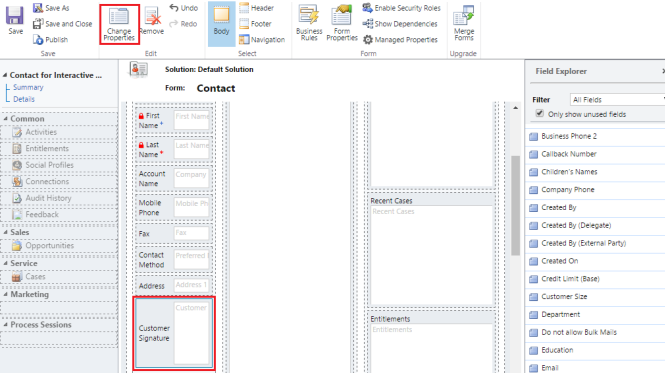 Add the Customer Signature field on entity form 2