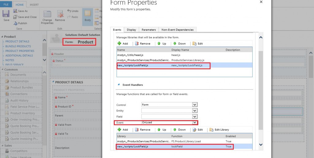 Set Default Price List field on Product as Read-Only in Dynamics CRM