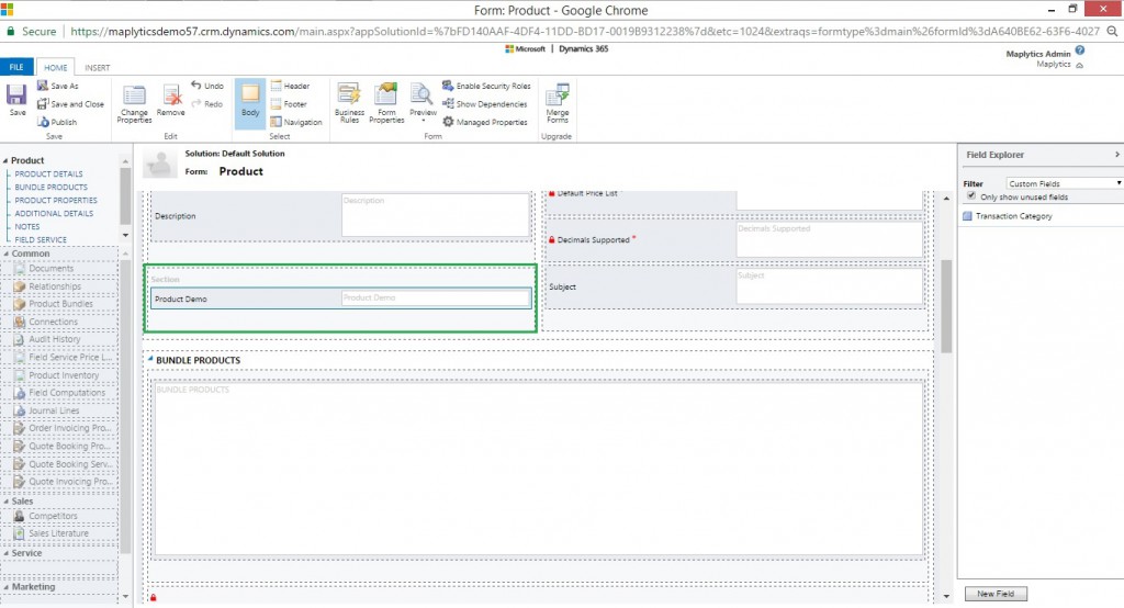 Adding custom field to the Product Entity Form