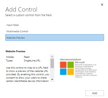 Controls in Dynamics 365 for Mobile App - Website Preview