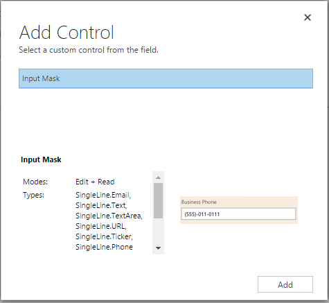 Input Mask control Dynamics 365