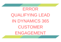 rror Qualifying Lead in Dynamics 365 Customer Engagement