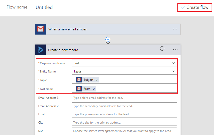 Create record in Dynamics CRM