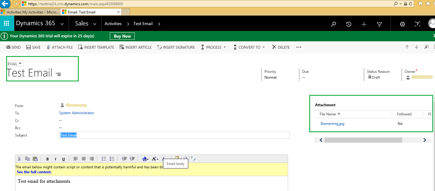 'The attachment cannot be saved. Either specify activityId or ObjectTypeCode & ObjectId' error while processing Email Attachment using SSIS