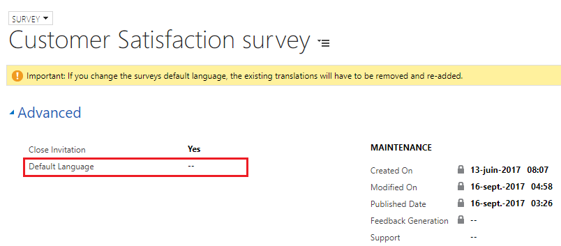 Change default language drop-down name using translations in VOC Survey