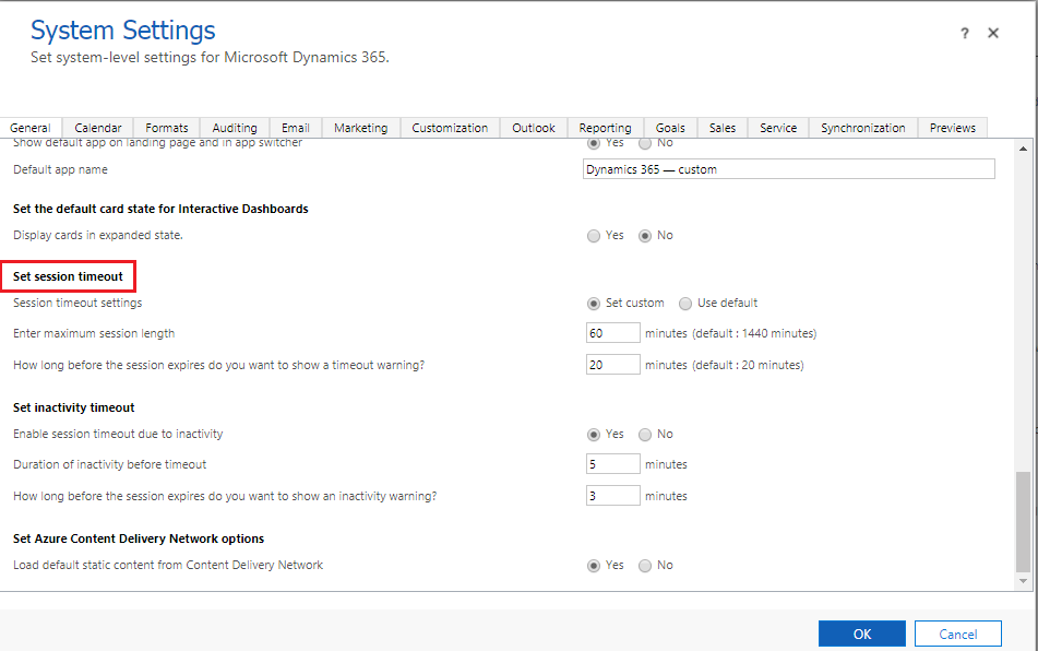 Setting Session Time Out in Dynamics CRM Online 