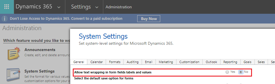 Displaying Full text in labels in Dynamics 365 V9