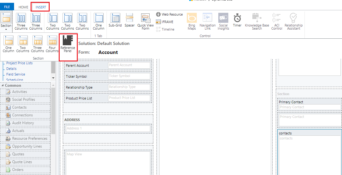 Reference Panel Section in Dynamics 365 V9.0