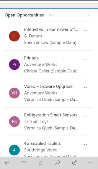 New Actions buttons on Dashboard Records in Dynamics 365 v9.0 Mobile & Tablet App