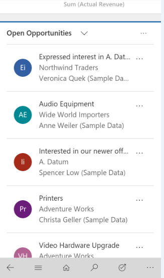 New Actions buttons on Dashboard Records in Dynamics 365 v9.0 Mobile & Tablet App