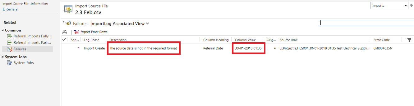 Unable to import CSV file due to error The source data is not in the required format in Dynamics 365