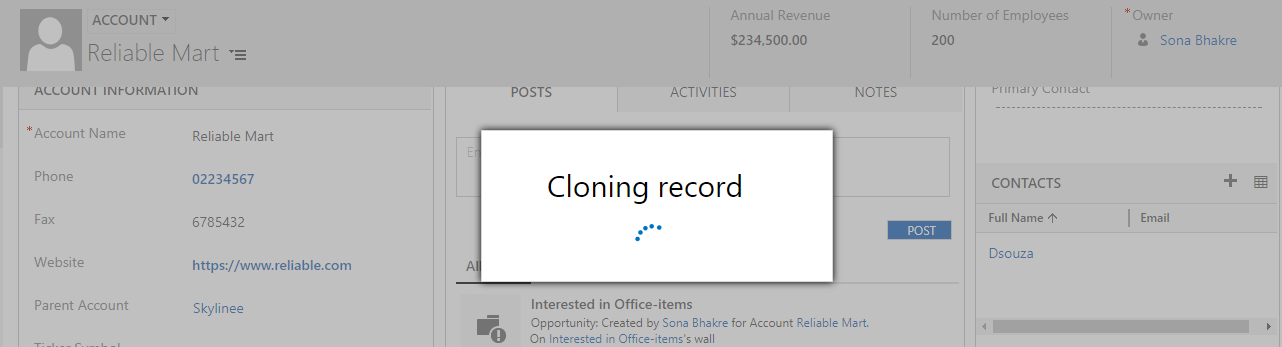 Clone Child Records Dynamics CRM