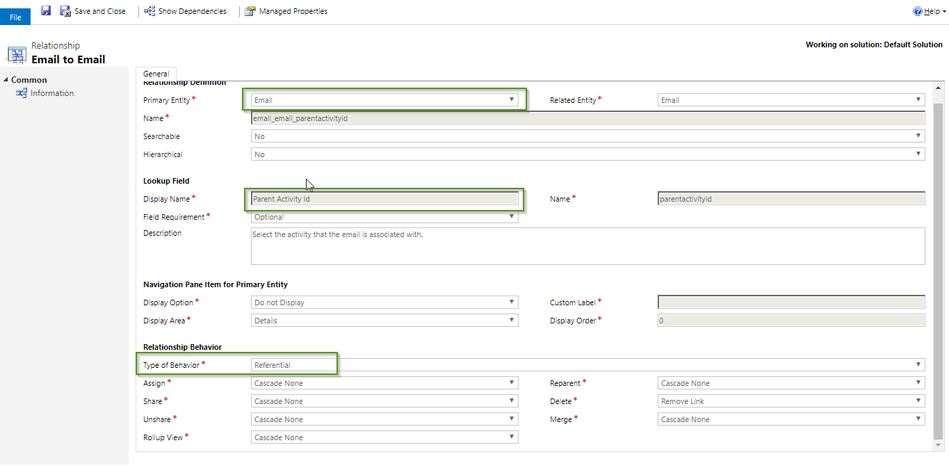 Track Parent Email using Parent Activity ID Field on Email Entity in Dynamics 365