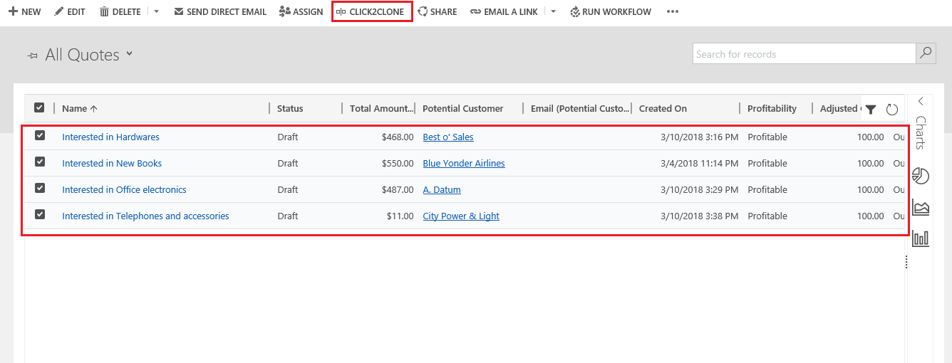 Copy quote Dynamics CRM