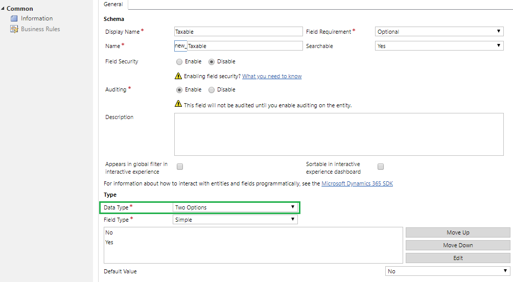 Controls in Dynamics 365 for Mobile App: Flip Switch