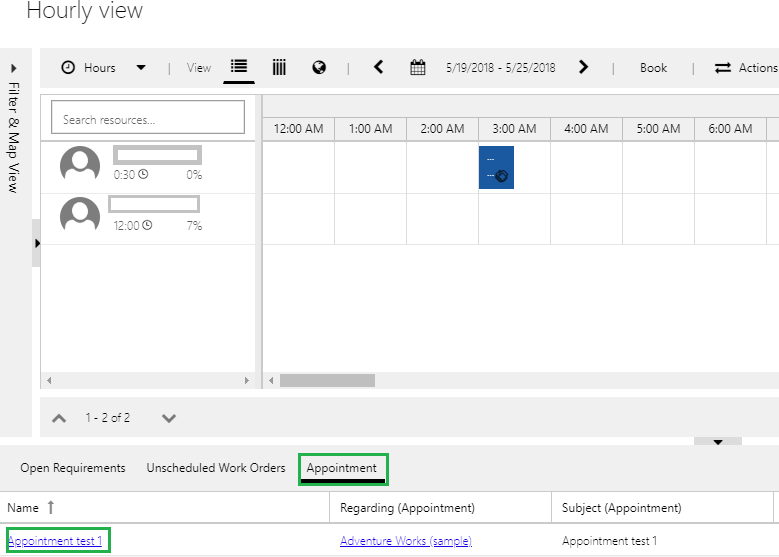 Appointments on Schedule Board in Dynamics 365 Field Service