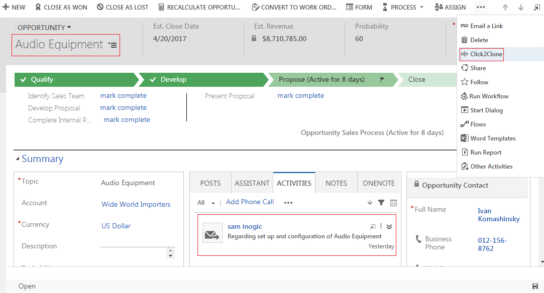 Clone Child Records Dynamics CRM