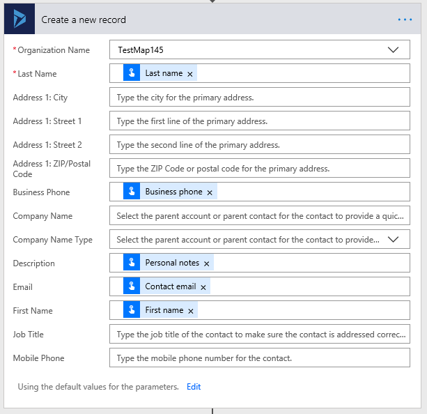 Create records in Dynamics CRM using Microsoft Flow5