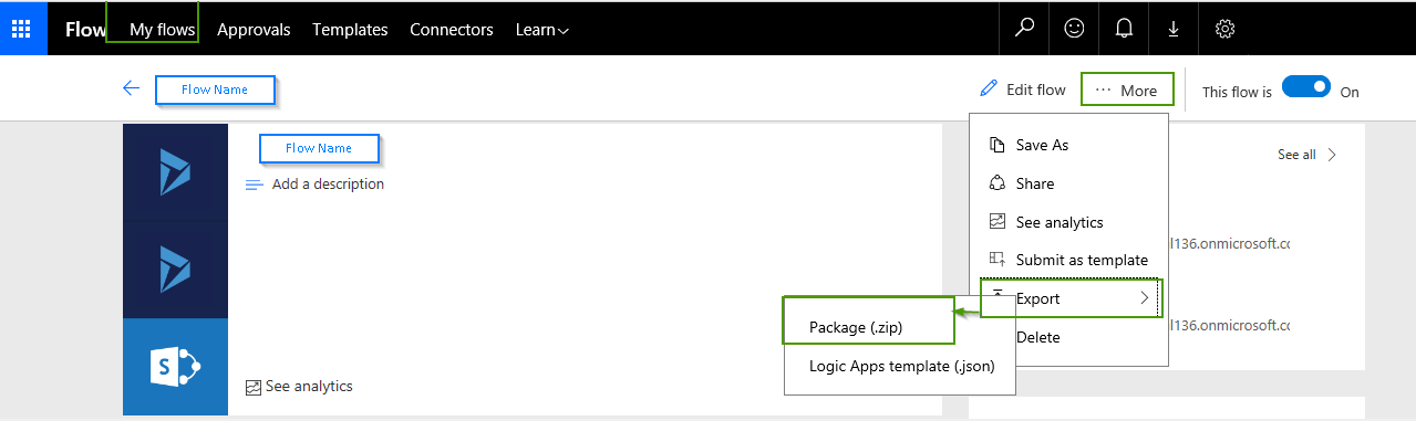 Export Microsoft Flow in Dynamics 365