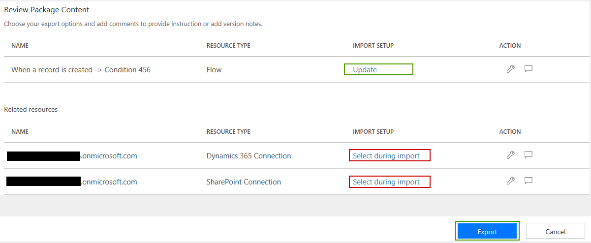 Export Microsoft Flow in Dynamics 365