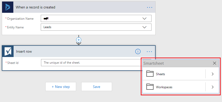 Update Smart Sheet at the time of Entity records creation in Dynamics 365 using Microsoft Flow