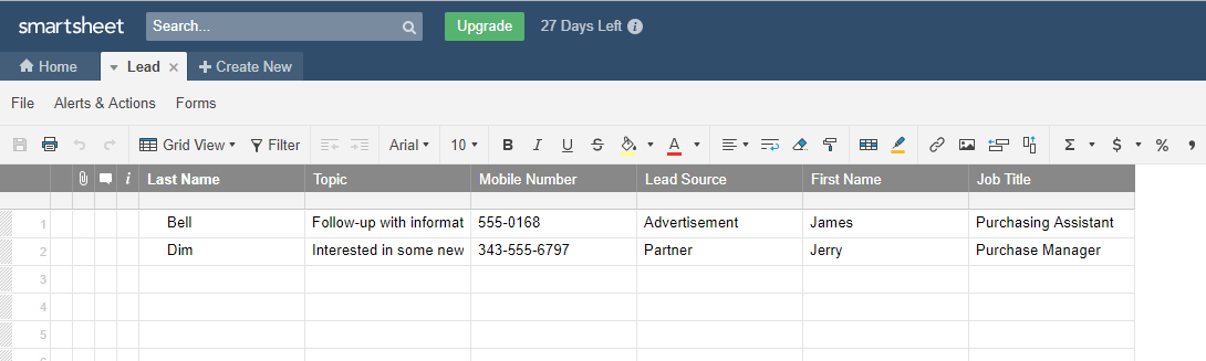 Update Smart Sheet at the time of Entity records creation in Dynamics 365 using Microsoft Flow