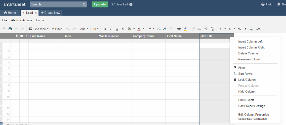 Update Smart Sheet at the time of Entity records creation in Dynamics 365 using Microsoft Flow