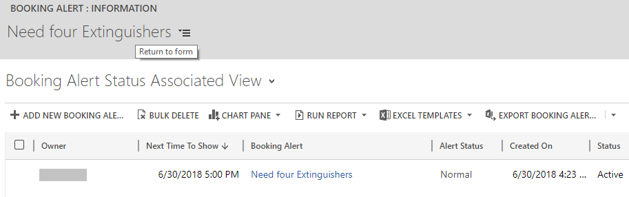 Booking Alert activity on Schedule Board in Dynamics 365