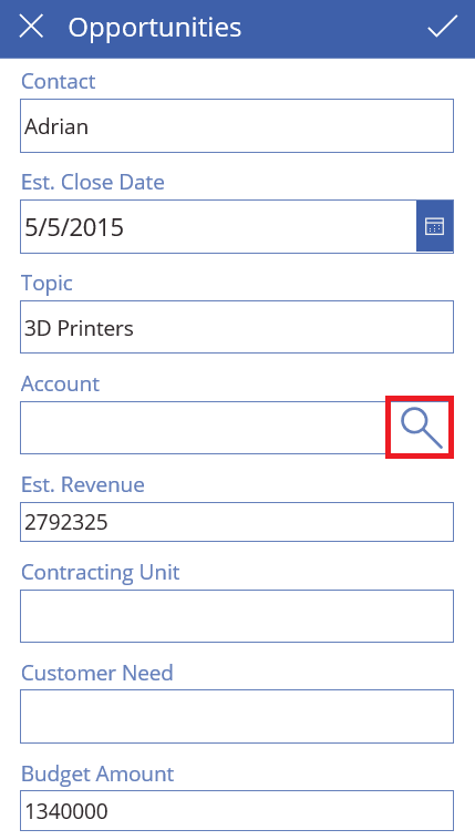 Working on Lookup Field of Dynamics 365 in PowerApps