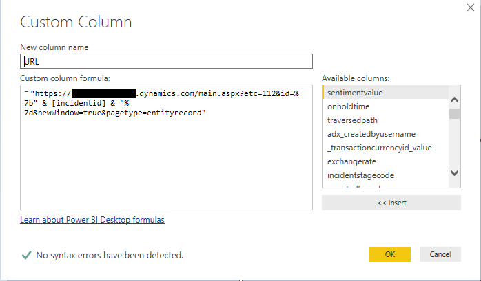 Quickly Open Entity record from Power BI report in Dynamics 365 CRM