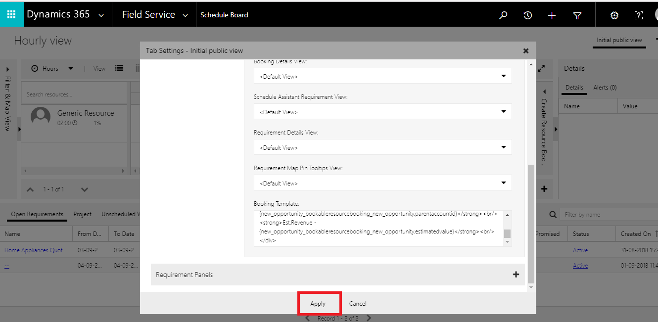 Scheduling of Multiple Entities on Schedule Board using Universal Resource Scheduling