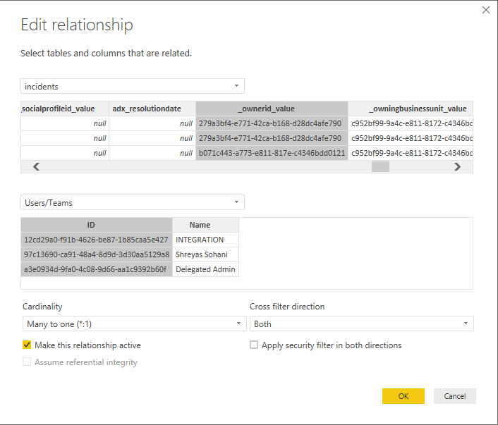 How to Use Columns in a Slicer from Multiple CRM Datasets in Power BI Reports