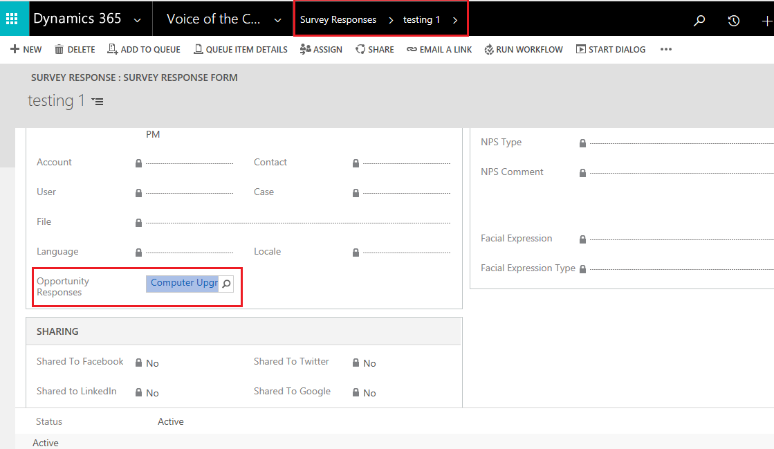 How to Show the Survey Response of a Survey for a Particular Entity using VOC in Dynamics 365